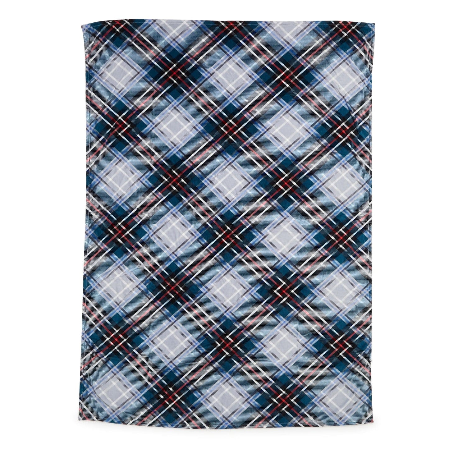 Blue and red plaid oversized blanket