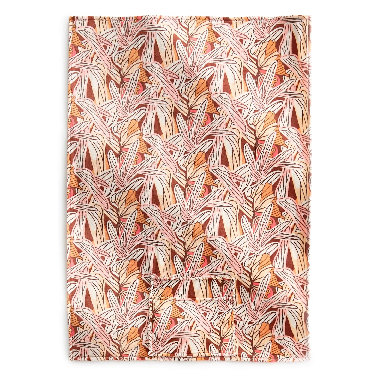 Orange leaf print Fleece Travel Blanket