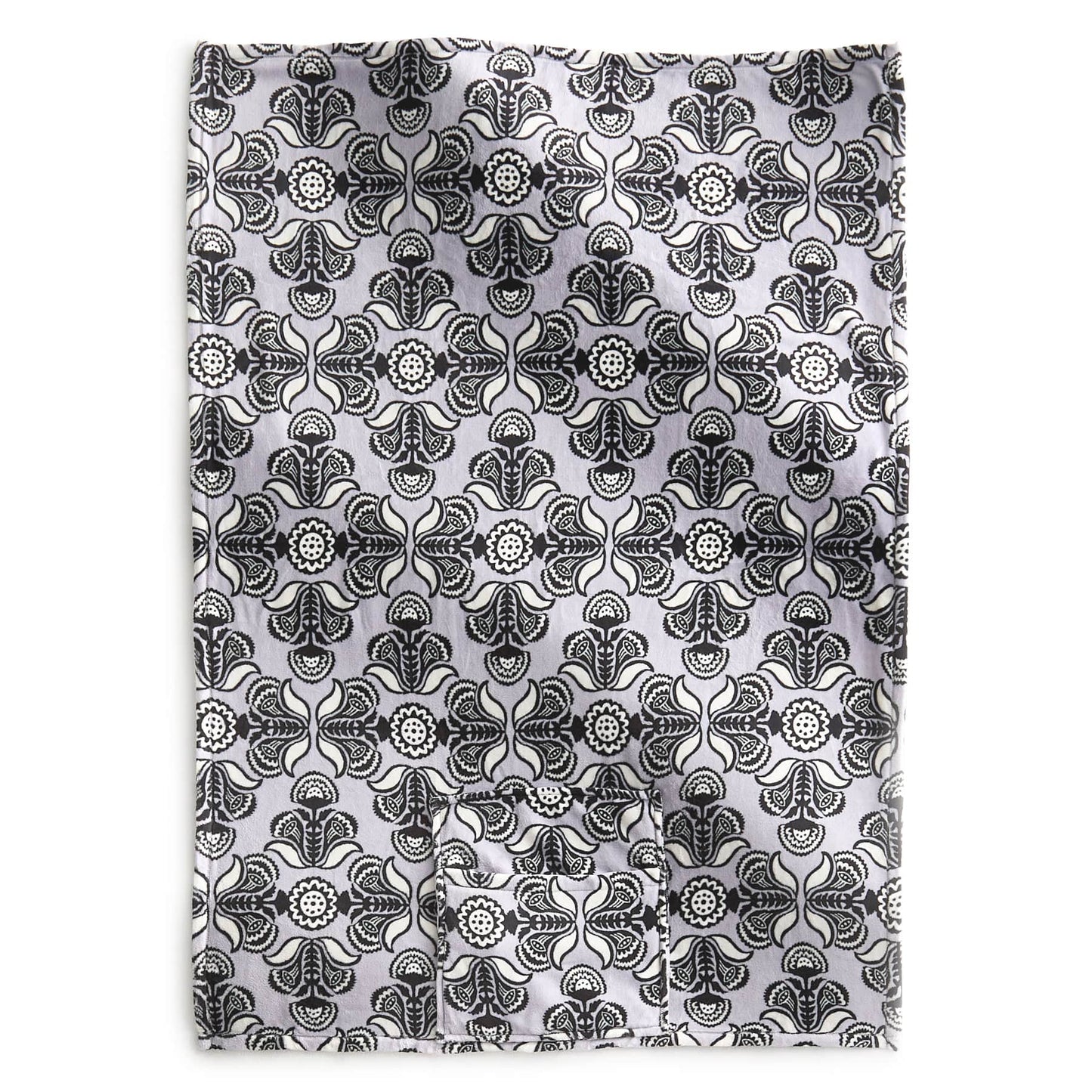 Gray print Fleece Travel Blanket