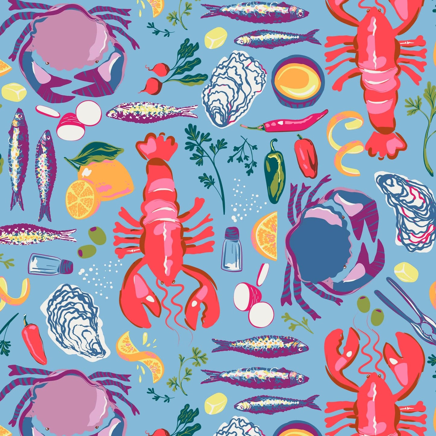 Crayfish print wool throw blanket