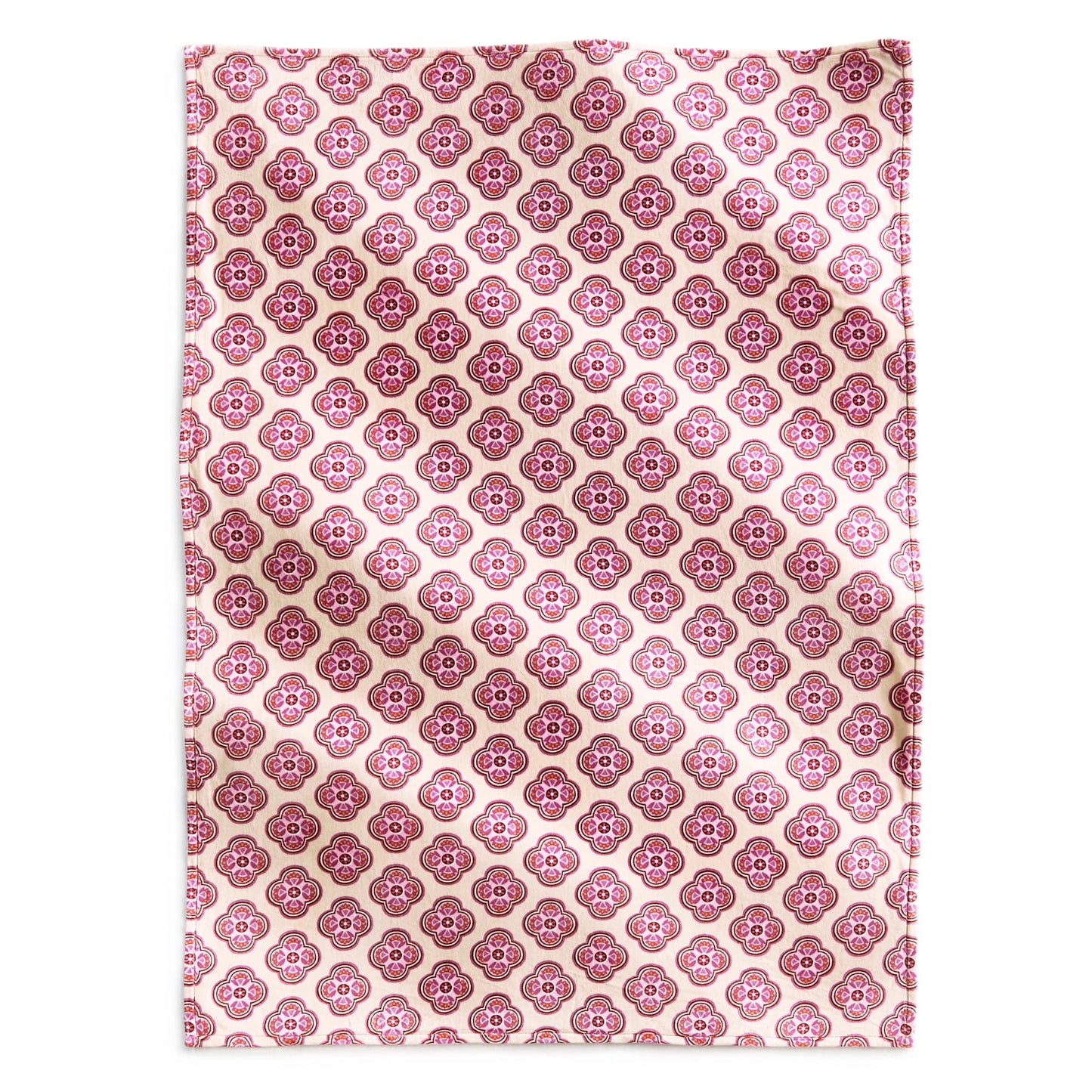 Red floral textured wool blanket
