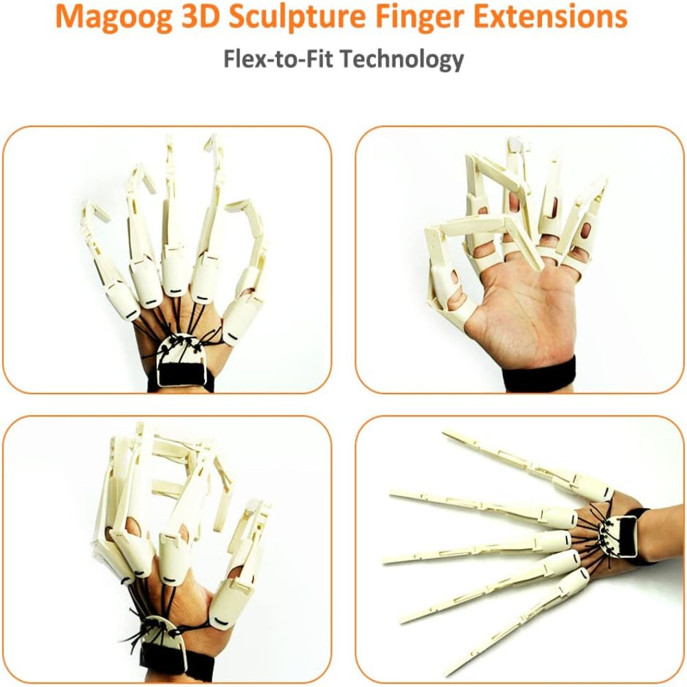 Halloween Articulated Finger Claws – Scary Skeleton Hand Props with Protective Gloves