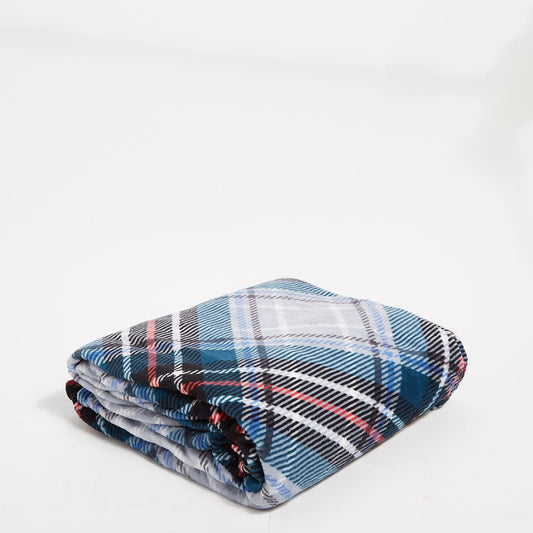 Blue and red plaid oversized blanket