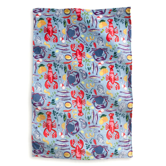 Crayfish print wool throw blanket