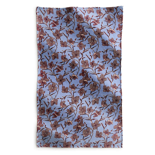 Blue and purple printed wool blanket