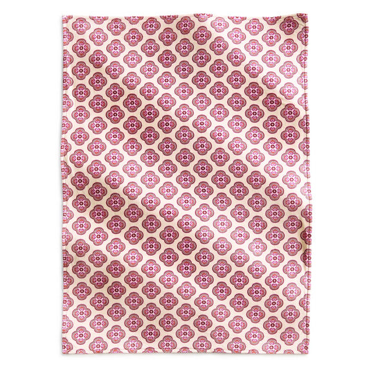 Red floral textured wool blanket