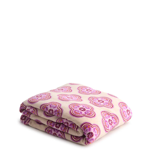 Red floral textured wool blanket