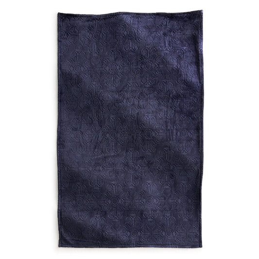 Dark blue textured wool blanket