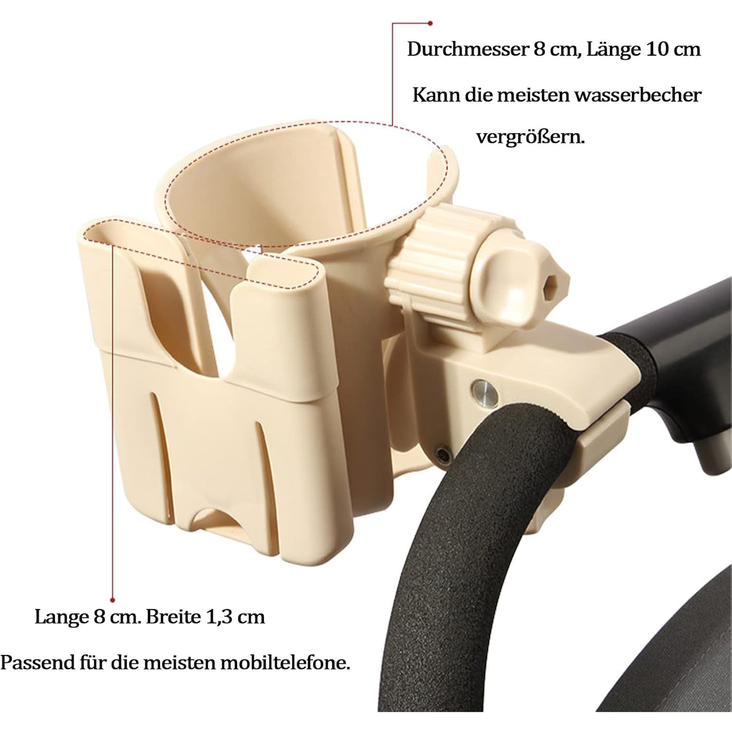 Universal Cup, Phone, and Water Bottle Holder | Suitable for Wheelchairs, Walkers