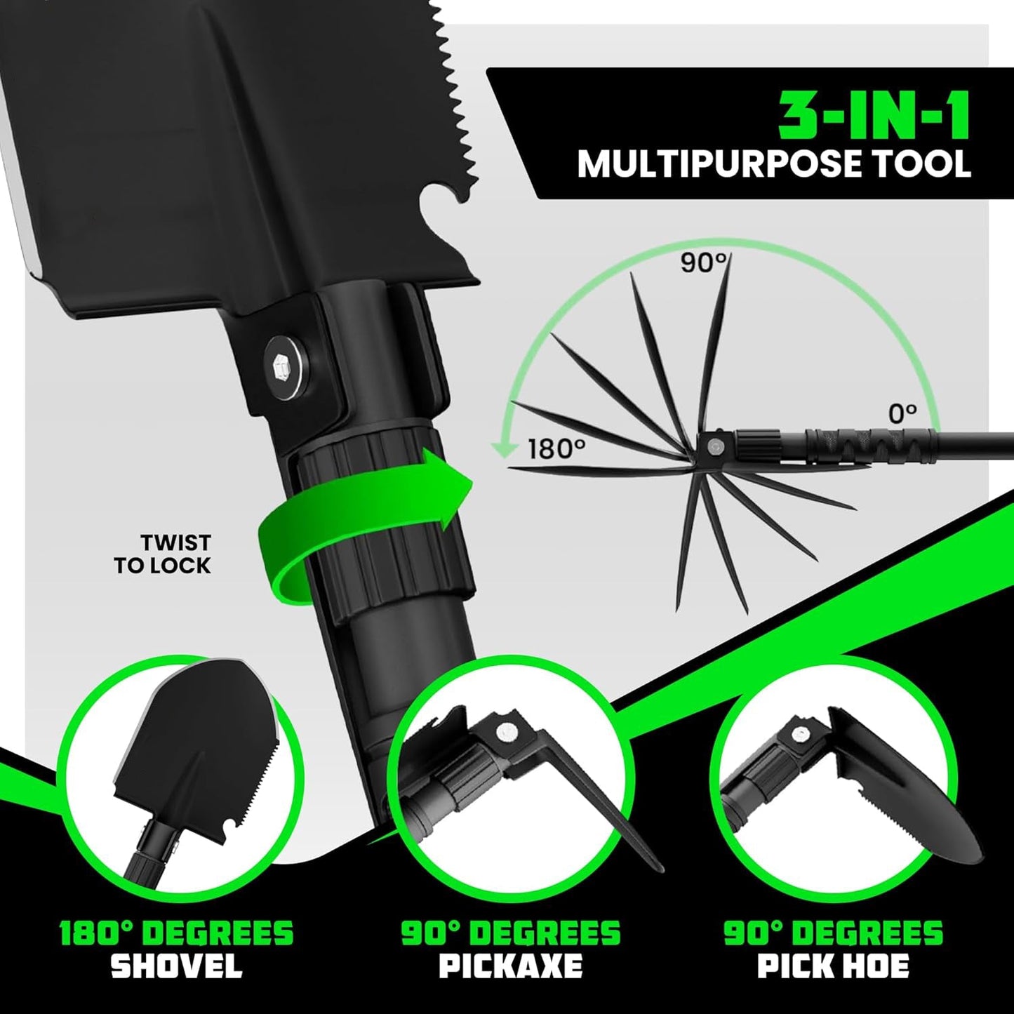 🛠️ Ultimate Survival Shovel – All-in-One Outdoor Multi-Tool