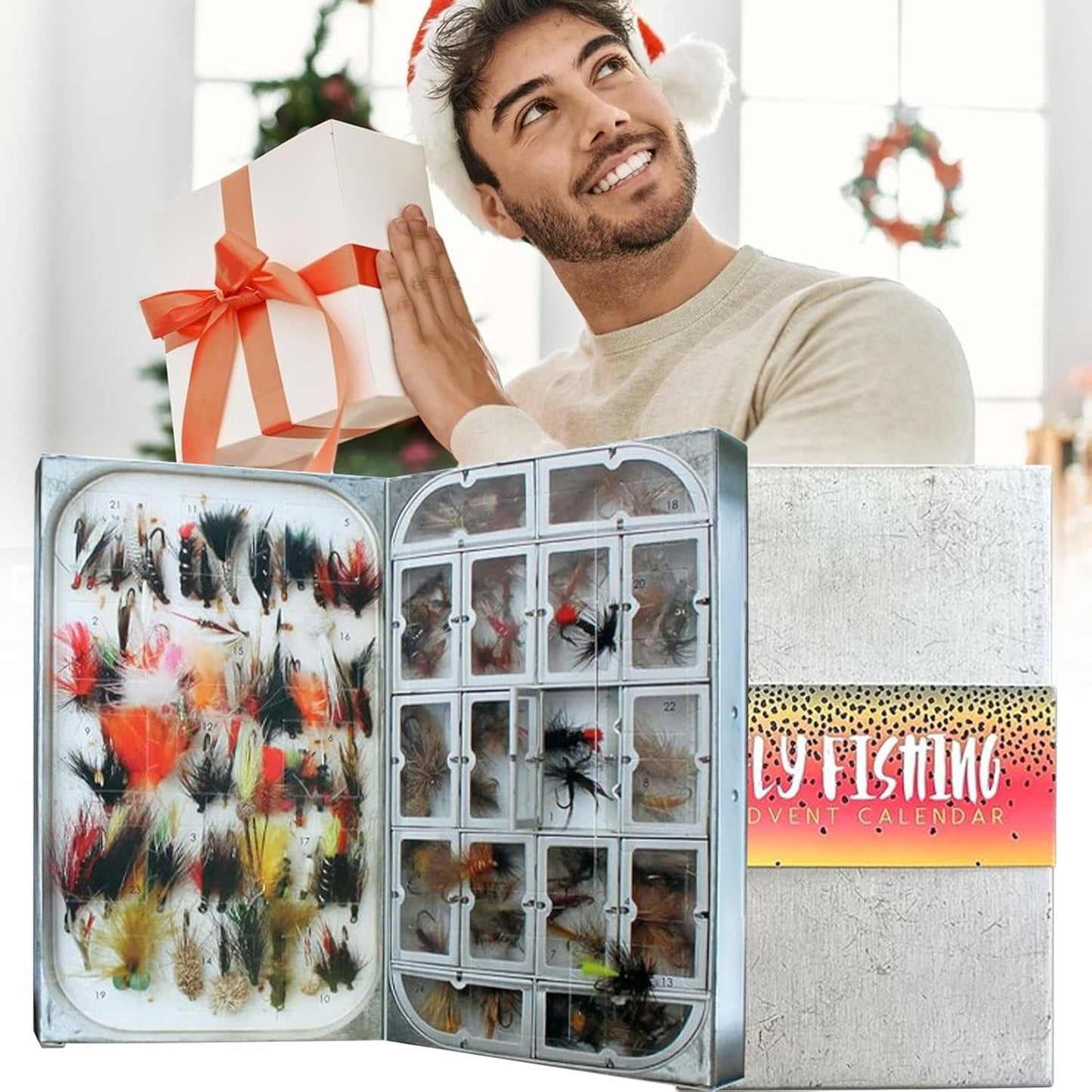 Fly Fishing Advent Calendar – Handmade Flies + Waterproof Fly Box | Daily Surprises for Anglers, The Ultimate Christmas Countdown Gift