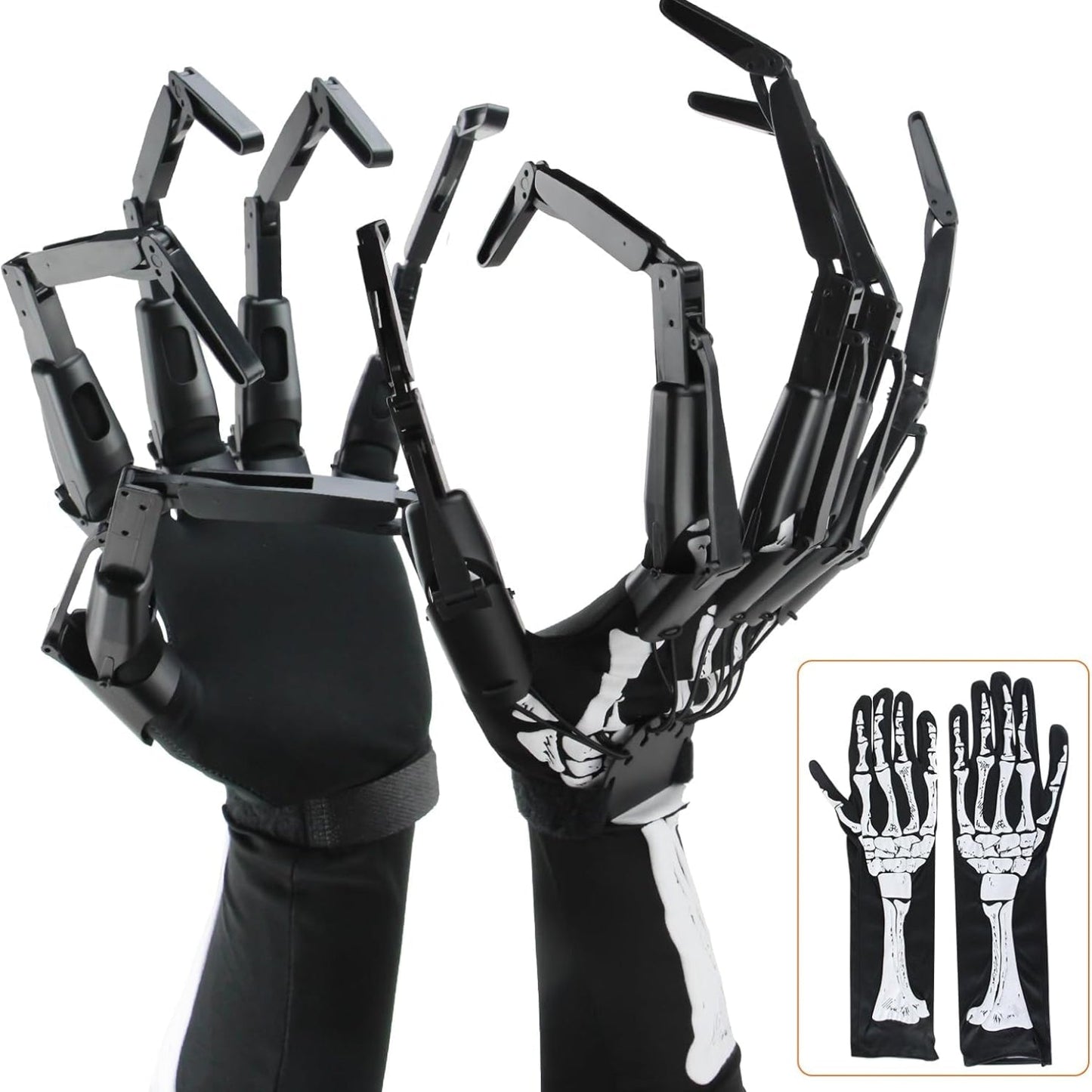 Halloween Articulated Finger Claws – Scary Skeleton Hand Props with Protective Gloves