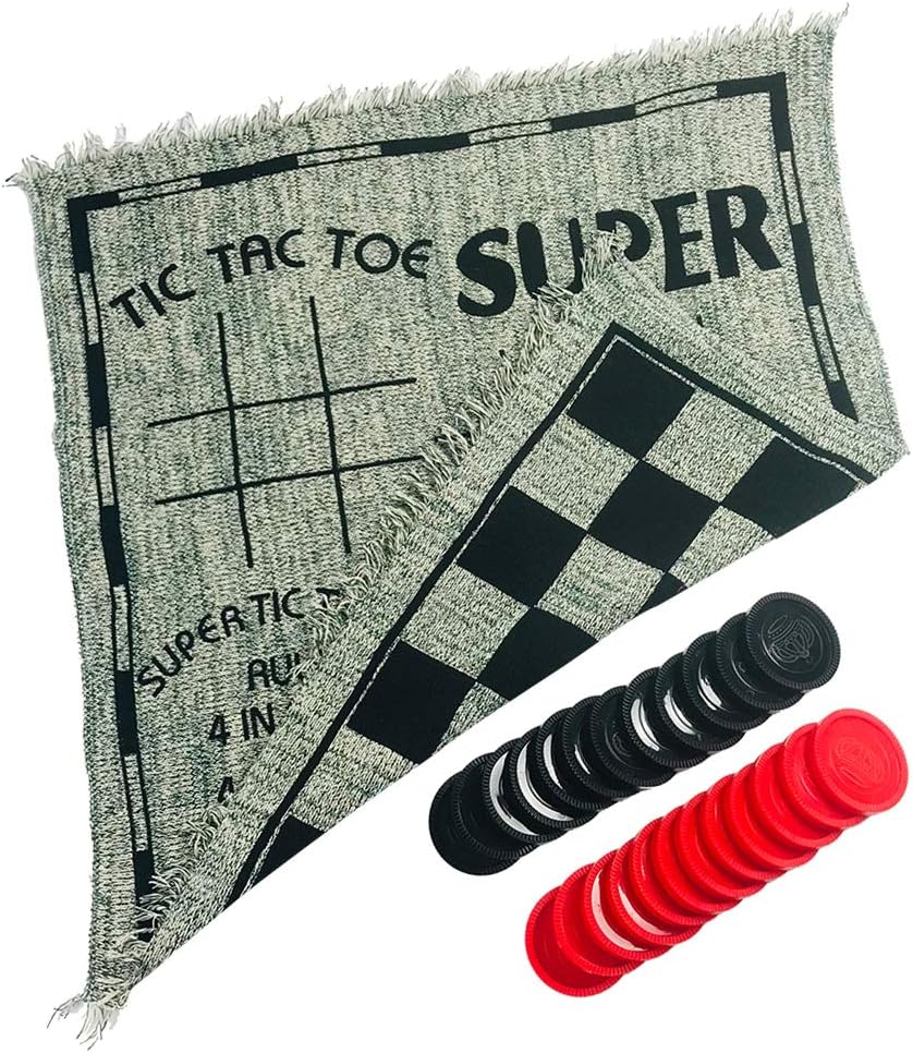 3-in-1 Classic Board Game Set - Reversible Chess Mat for Indoor/Outdoor Family Fun