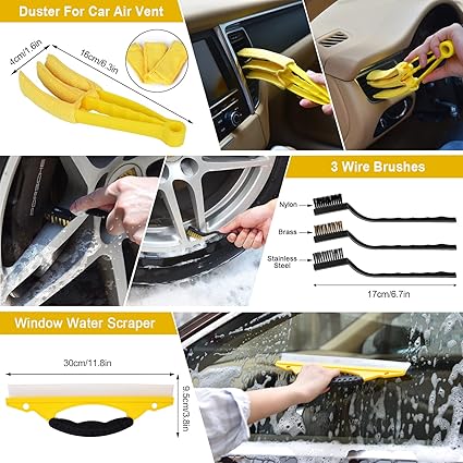 26-Piece Car Cleaning Kit – Professional Auto Detailing | Complete Interior & Exterior Cleaning with Carry Bag