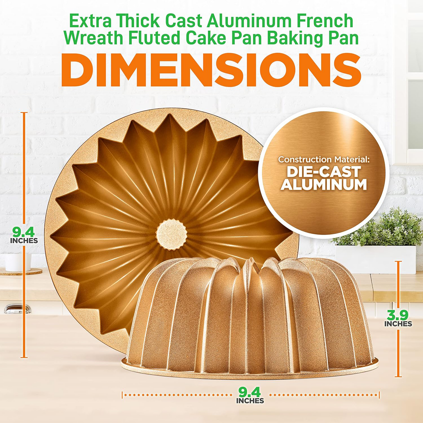 French Flower Bundt Cake Pan – Thick Non-Stick Aluminum Design for Perfect Baking